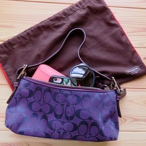 Coach Small Purple Signature Baguette Shoulder Bag